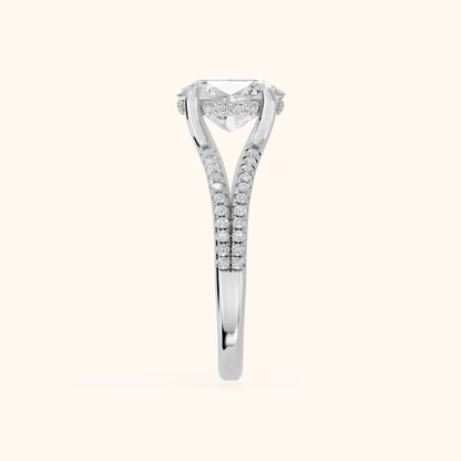 Eternal Embrace Solitaire Oval Diamond Engagement Ring in White Gold - SideView