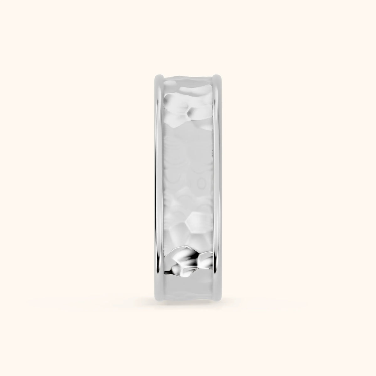 Sahana Hammered Step Edge Wedding Band in Silver - SideView