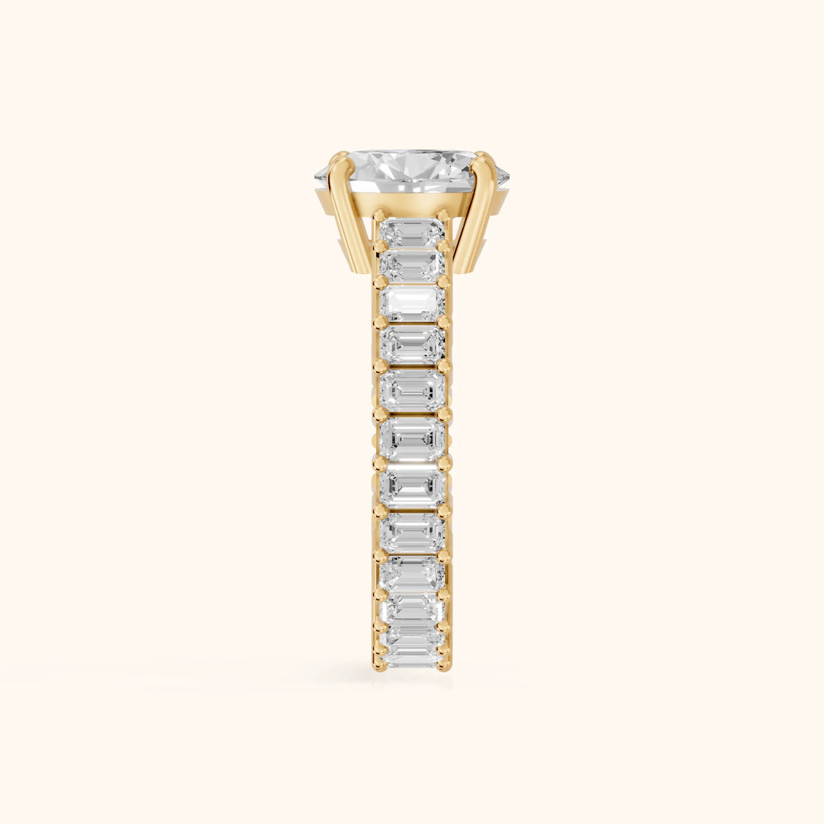 Mallory Shared Prong Oval Diamond Engagement Ring in Yellow Gold - SideView.webp