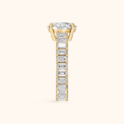 Mallory Shared Prong Oval Diamond Engagement Ring in Yellow Gold - SideView.webp