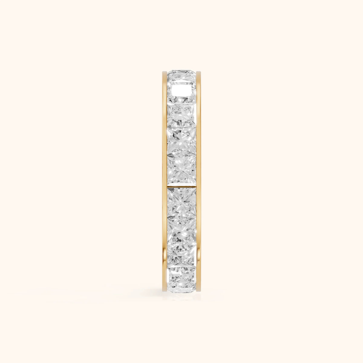 Louise Channel Set Princess Diamond Eternity Band in Yellow Gold - SideView