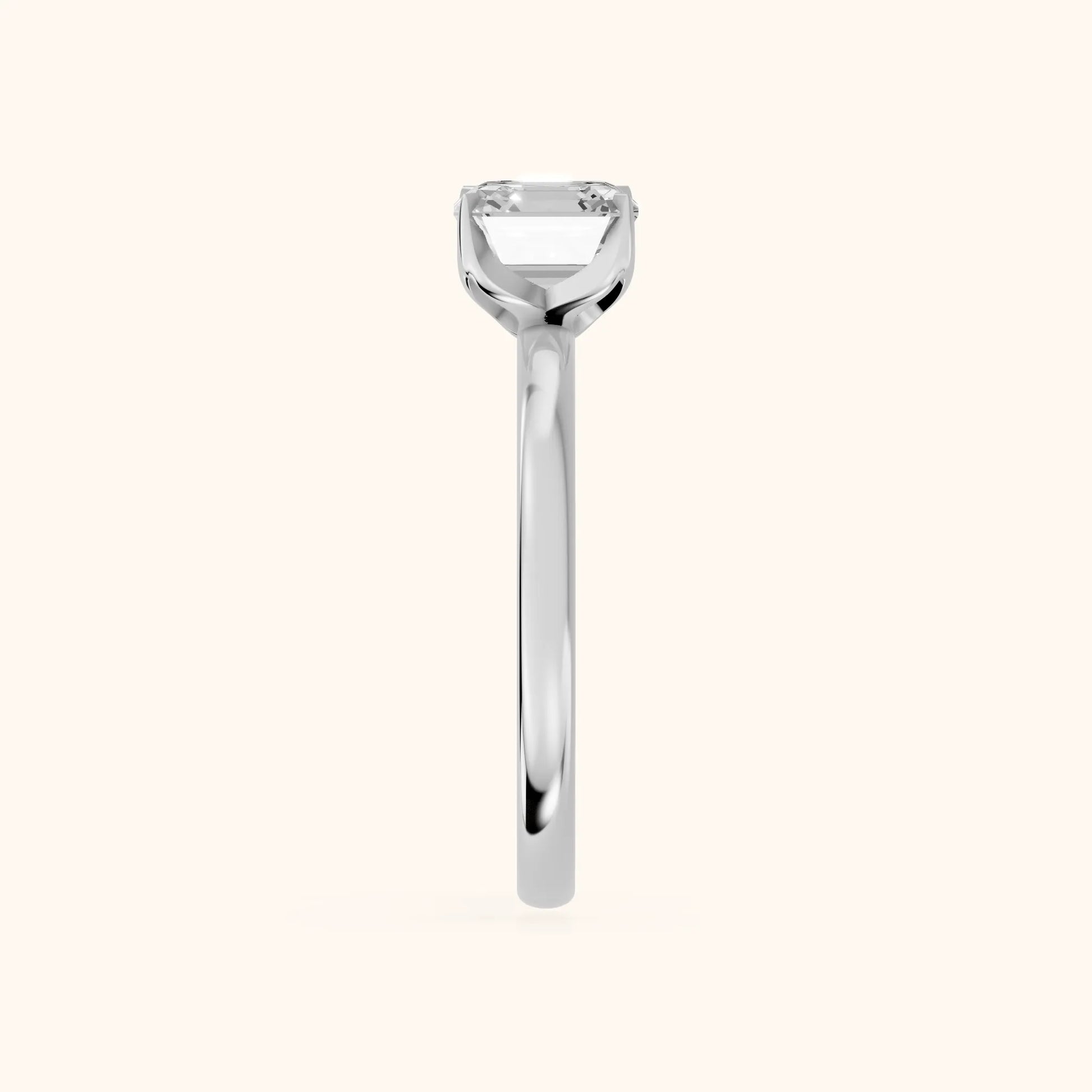 Serena Blossom Solitaire Asscher Diamond Ring in Platinum - SideView