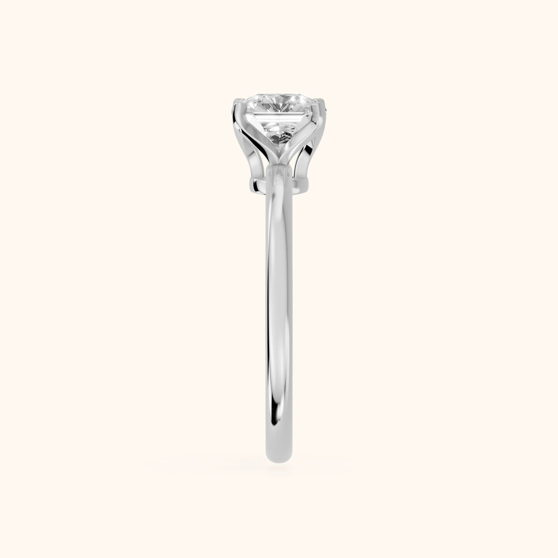 Flora Guardian Solitaire Asscher Diamond Engagement Ring in Silver - SideView