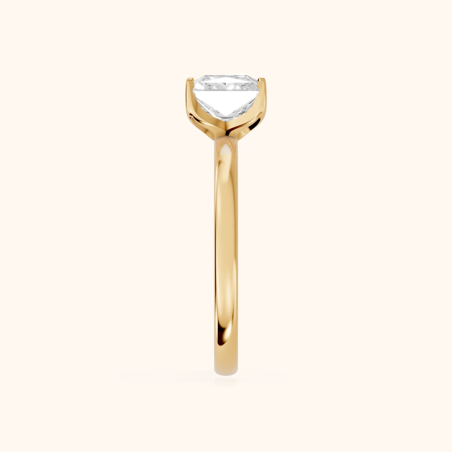 Serena Blossom Solitaire Princess Diamond Engagement Ring in Yellow Gold - SideView