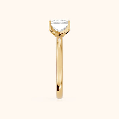 Serena Blossom Solitaire Princess Diamond Engagement Ring in Yellow Gold - SideView