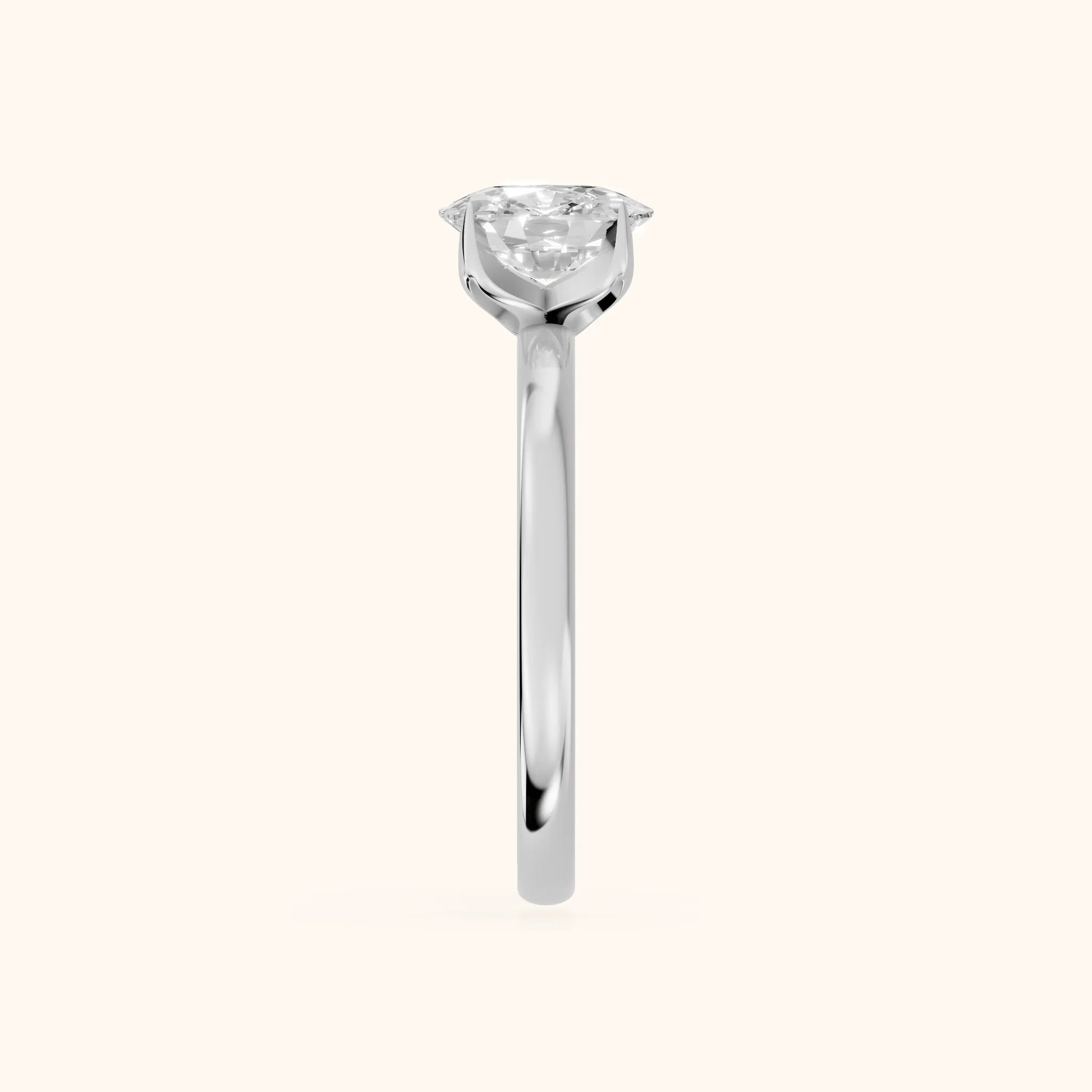 Serena Blossom Solitaire Cushion Diamond Engagement Ring in Silver - SideView