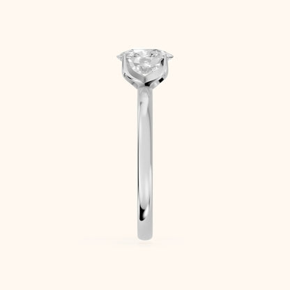 Serena Blossom Solitaire Cushion Diamond Engagement Ring in Silver - SideView