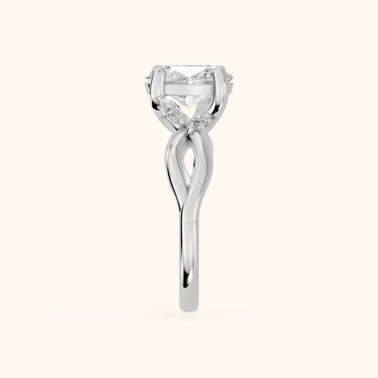 Luna Glow Twisted Oval Diamond Engagement Ring in Silver - SideView