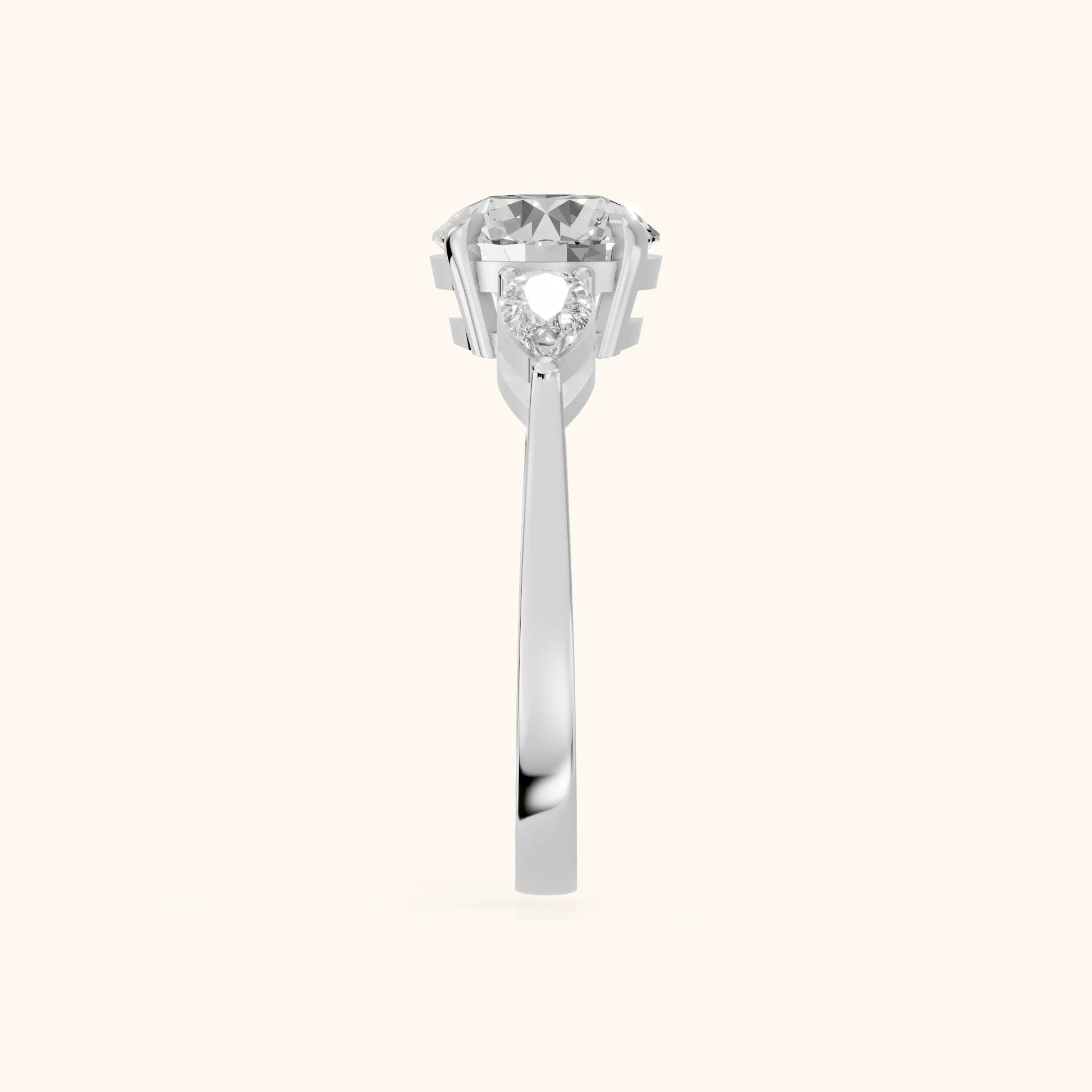 Grace Three Stone Round Diamond Engagement Ring in Platinum - SideView