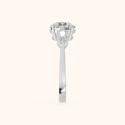 Grace Three Stone Round Diamond Engagement Ring in Platinum - SideView