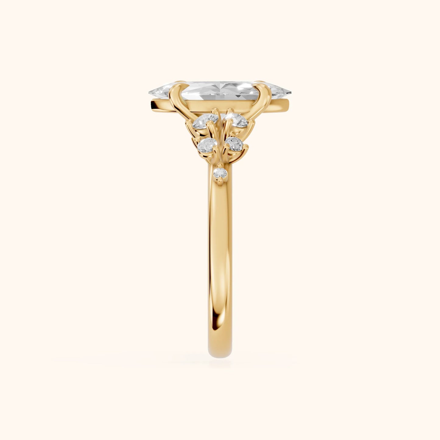 Evelina Bloom Marquise Diamond Engagement Ring in Yellow Gold - SideView