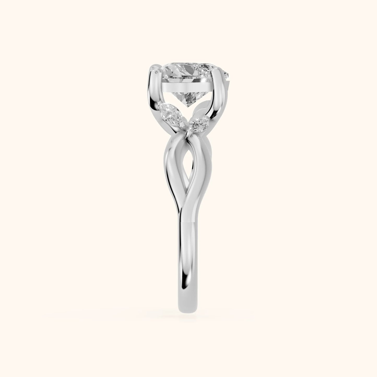 Luna Glow Twisted Heart Diamond Engagement Ring in Silver - SideView