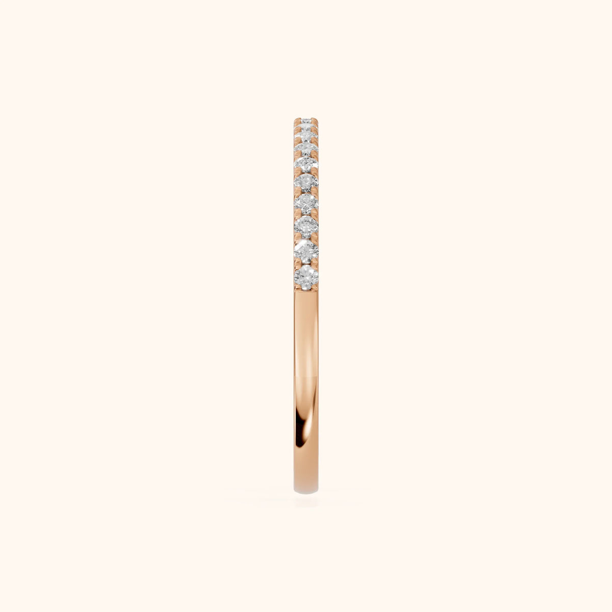 Anouk Micropavé Round Diamond Half Eternity Band in Rose Gold - SideView