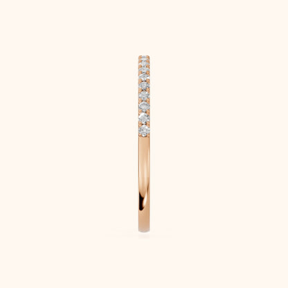 Anouk Micropavé Round Diamond Half Eternity Band in Rose Gold - SideView