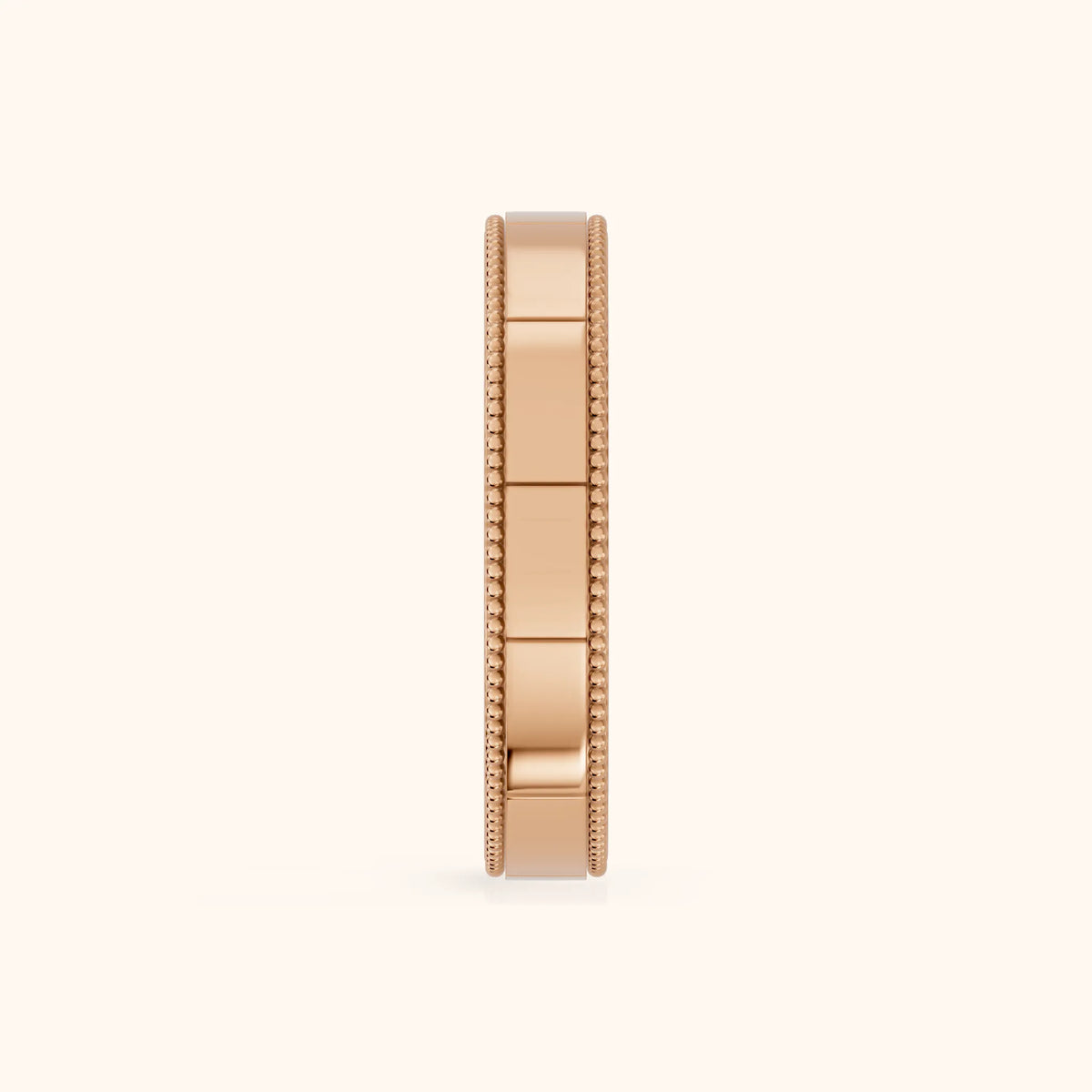 Sylvie Flat Milgrain Wedding Band in Rose Gold - SideView