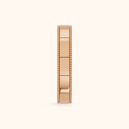 Sylvie Flat Milgrain Wedding Band in Rose Gold - SideView