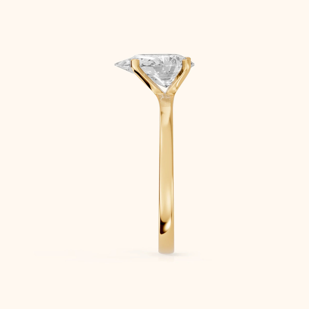 Matilda Cathedral Solitaire Pear Diamond Engagement Ring in Yellow Gold - SideView.webp
