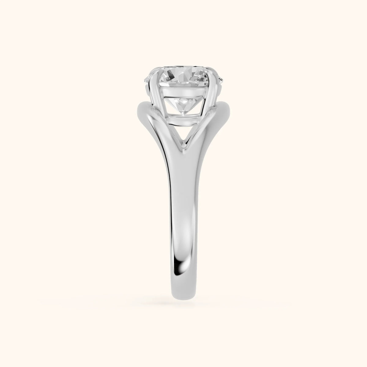 Madeleine Split Shank Round Diamond Engagement Ring in White Gold - SideView.webp