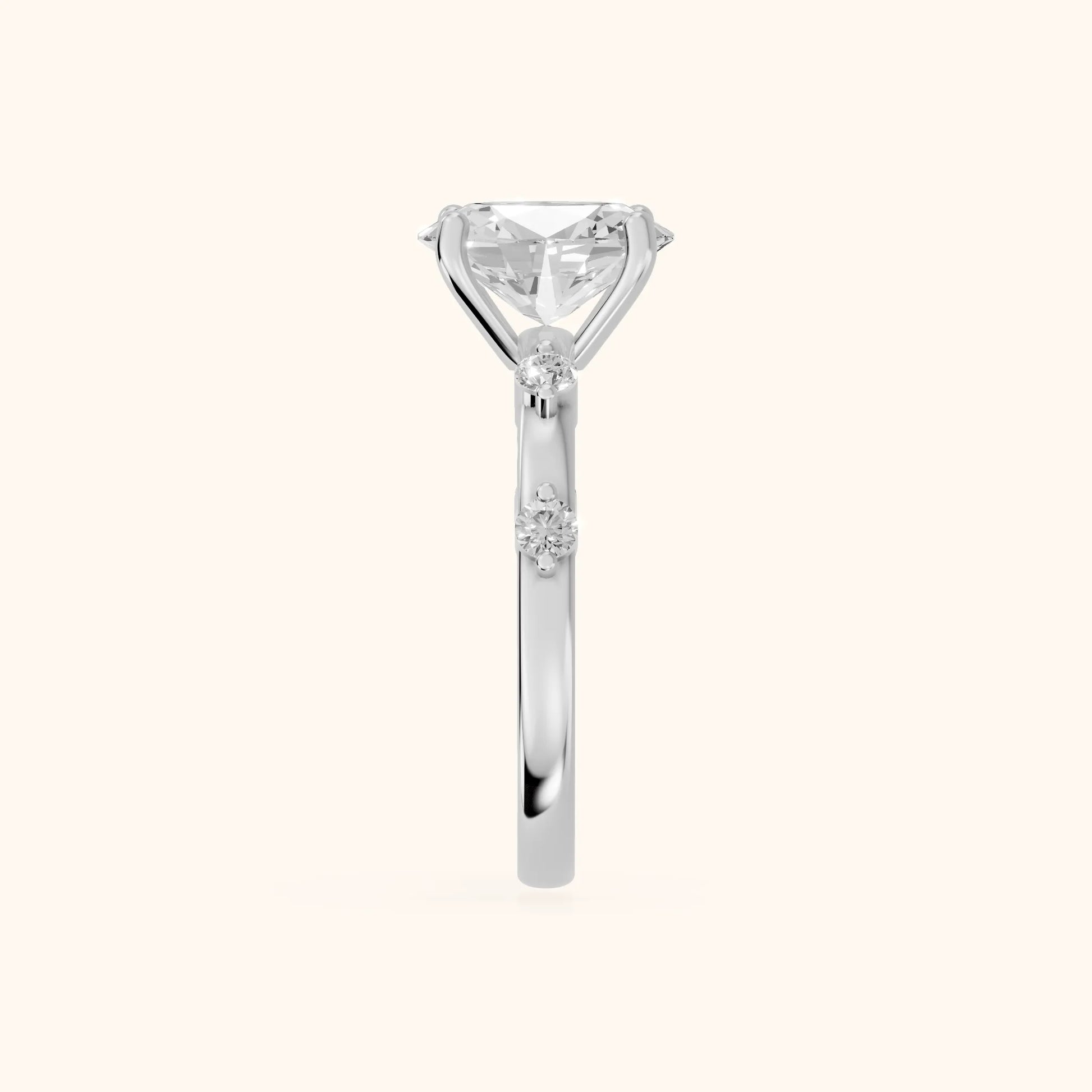 Elena Radiance Oval Diamond Engagement Ring in Platinum - SideView