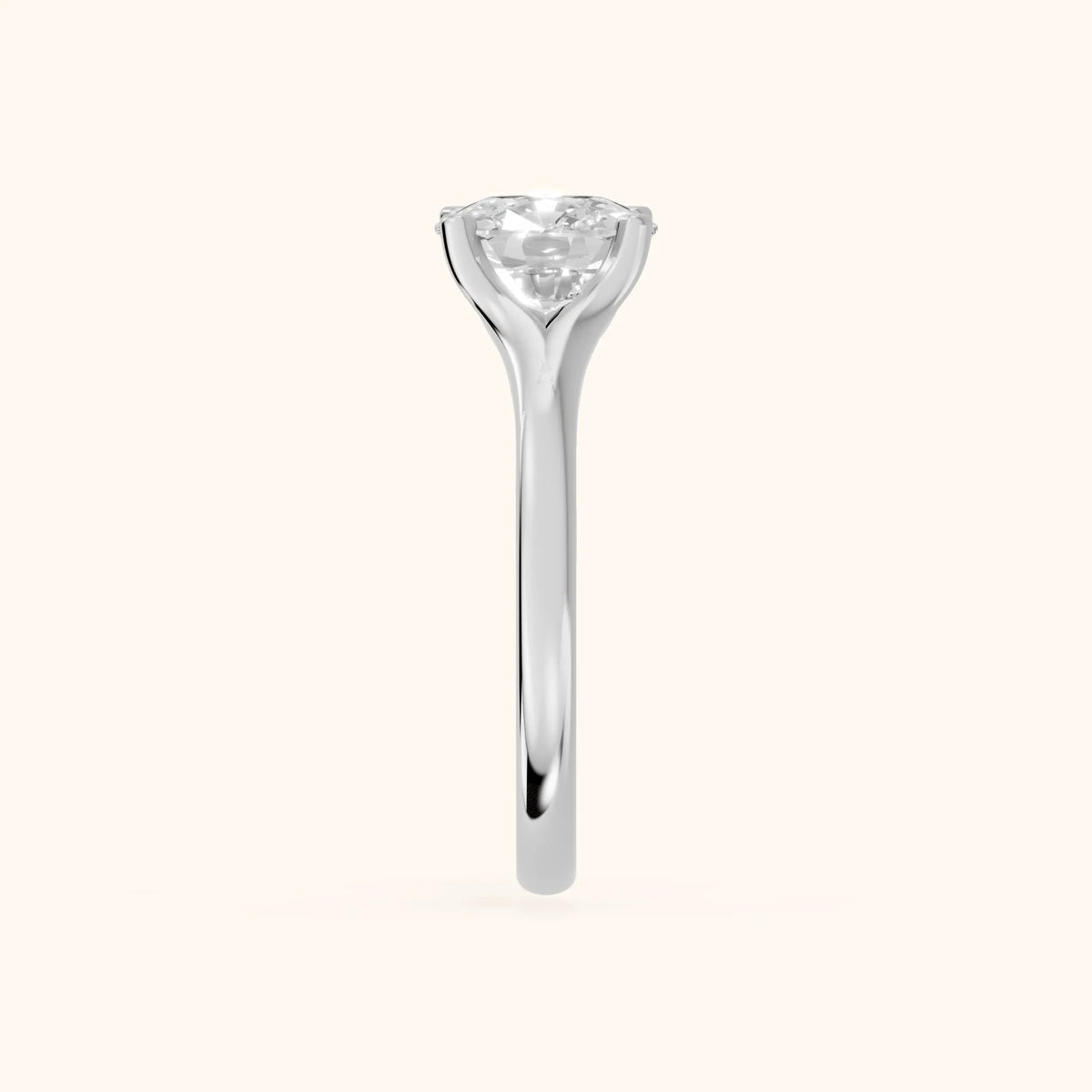 Nell Split Shank Solitaire Cushion Diamond Engagement Ring in Silver - SideView.webp