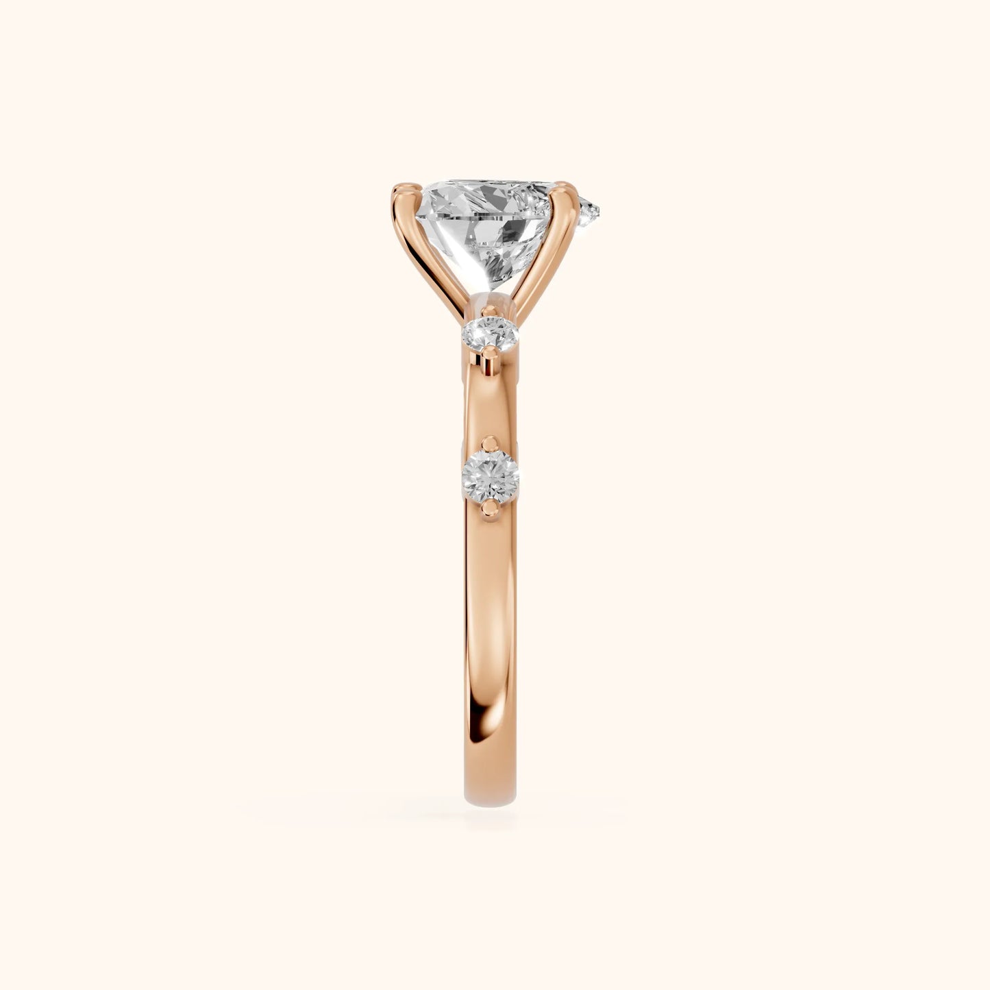Elena Radiance Solitaire Heart Diamond Engagement Ring in Rose Gold - SideView