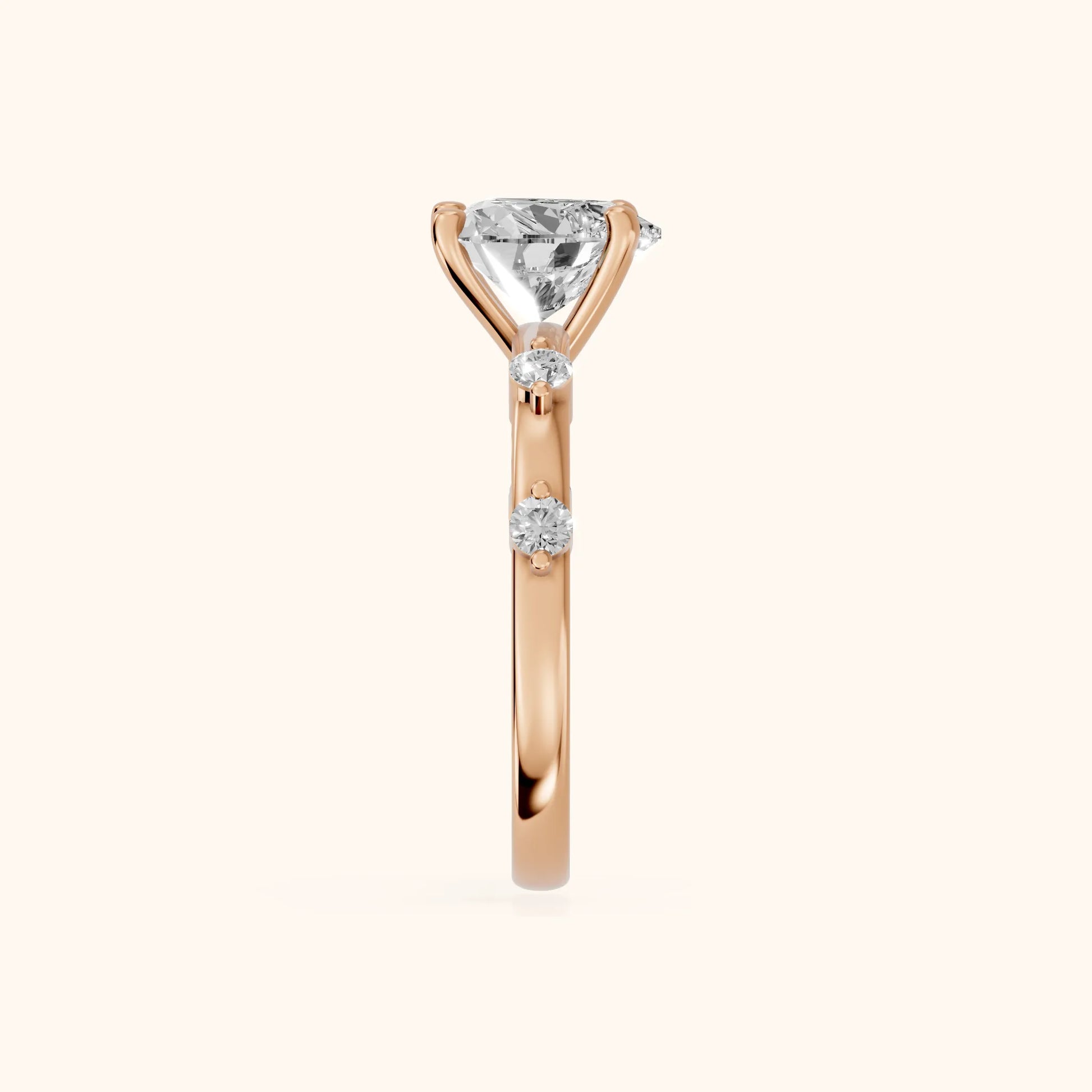 Elena Radiance Solitaire Heart Diamond Engagement Ring in Rose Gold - SideView