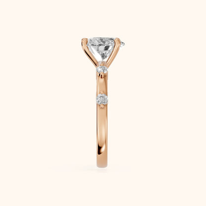 Elena Radiance Solitaire Heart Diamond Engagement Ring in Rose Gold - SideView