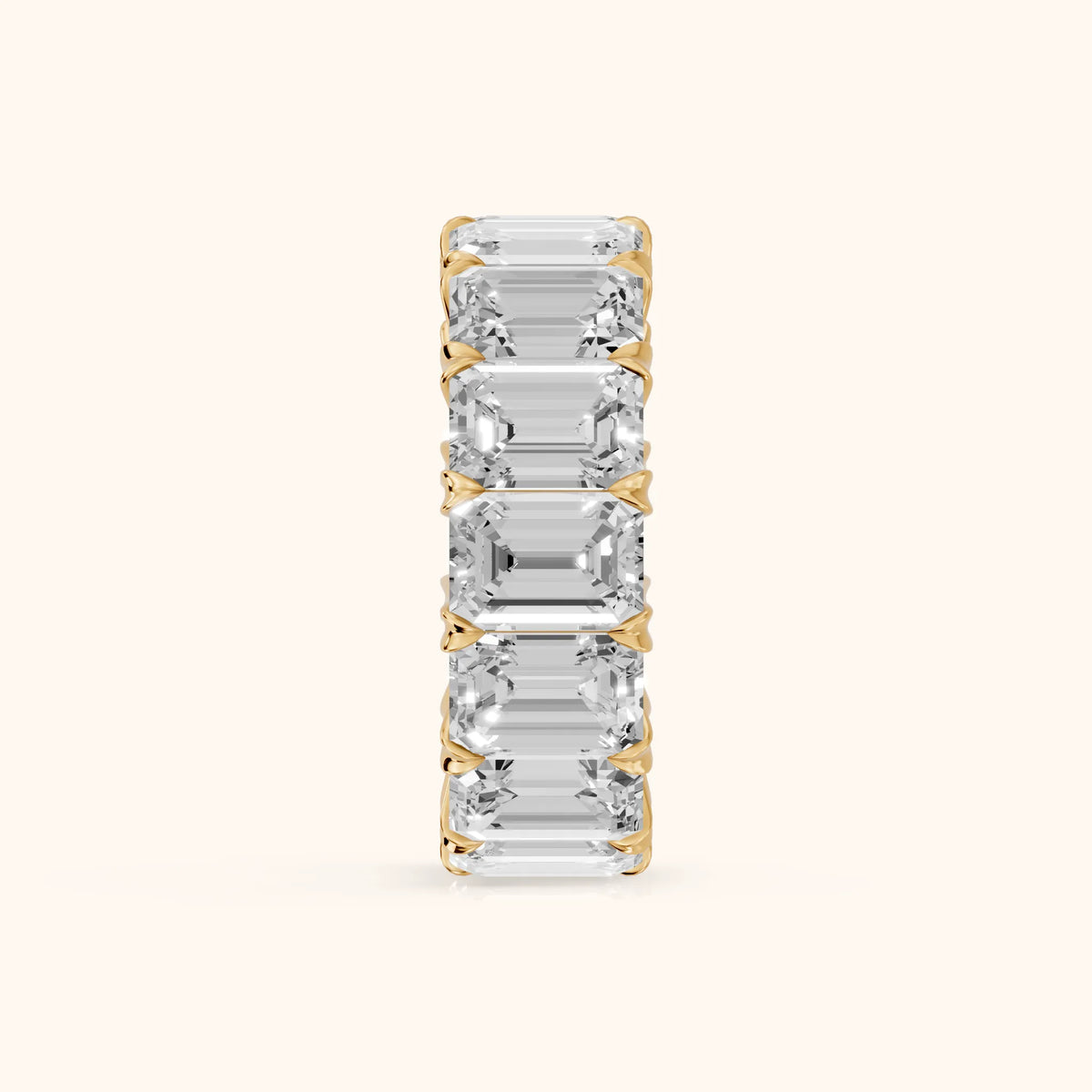 Odessa Shared Prong Emerald Diamond Eternity Band in Yellow Gold - SideView