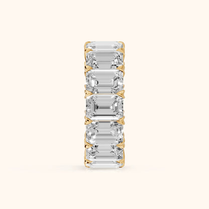 Odessa Shared Prong Emerald Diamond Eternity Band in Yellow Gold - SideView