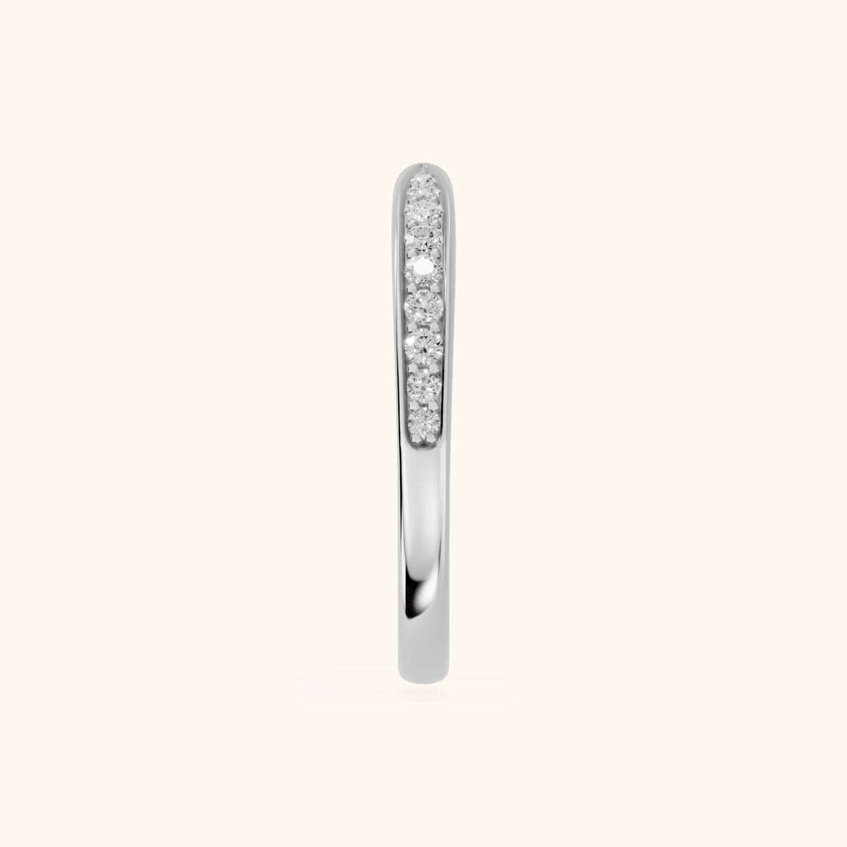 Tosca Tapered Riviera Round Diamond Half Eternity Band in Silver - SideView