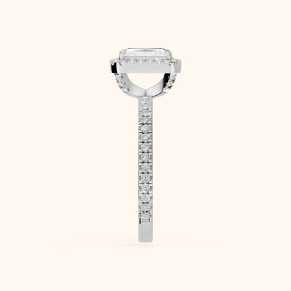 Rosemary Halo Pavé Radiant Diamond Engagement Ring in Silver - SideView.webp