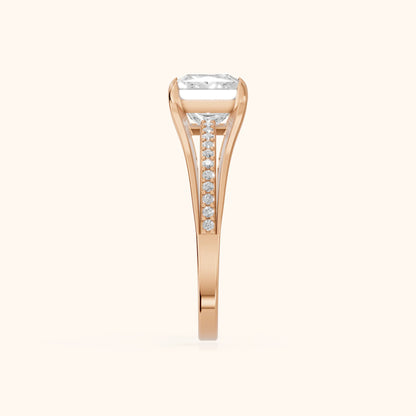 Lucinda Split Shank Princess Diamond Engagement Ring in Rose Gold - SideView.webp