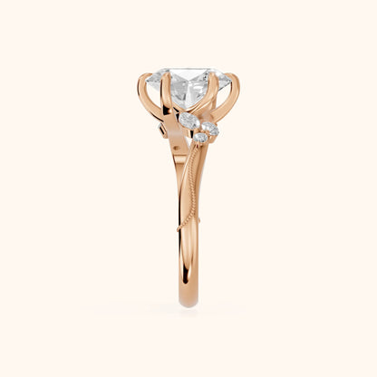 Joanna Milgrain Twist Oval Diamond Engagement Ring in Rose Gold - SideView.webp