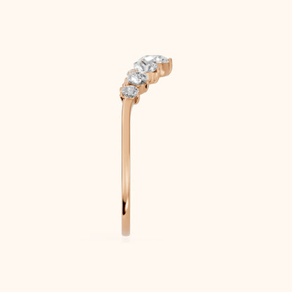 Saira Contour Round Diamond Wedding Band in Rose Gold - SideView