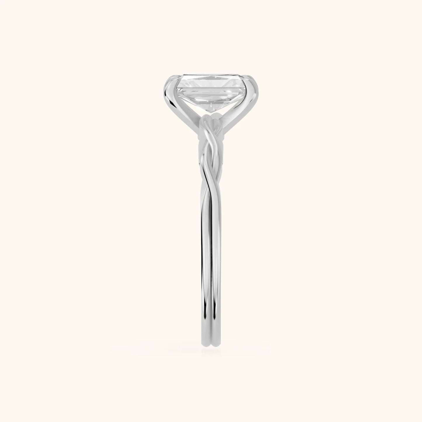 Iris Twist Radiant Diamond Engagement Ring in Silver - SideView
