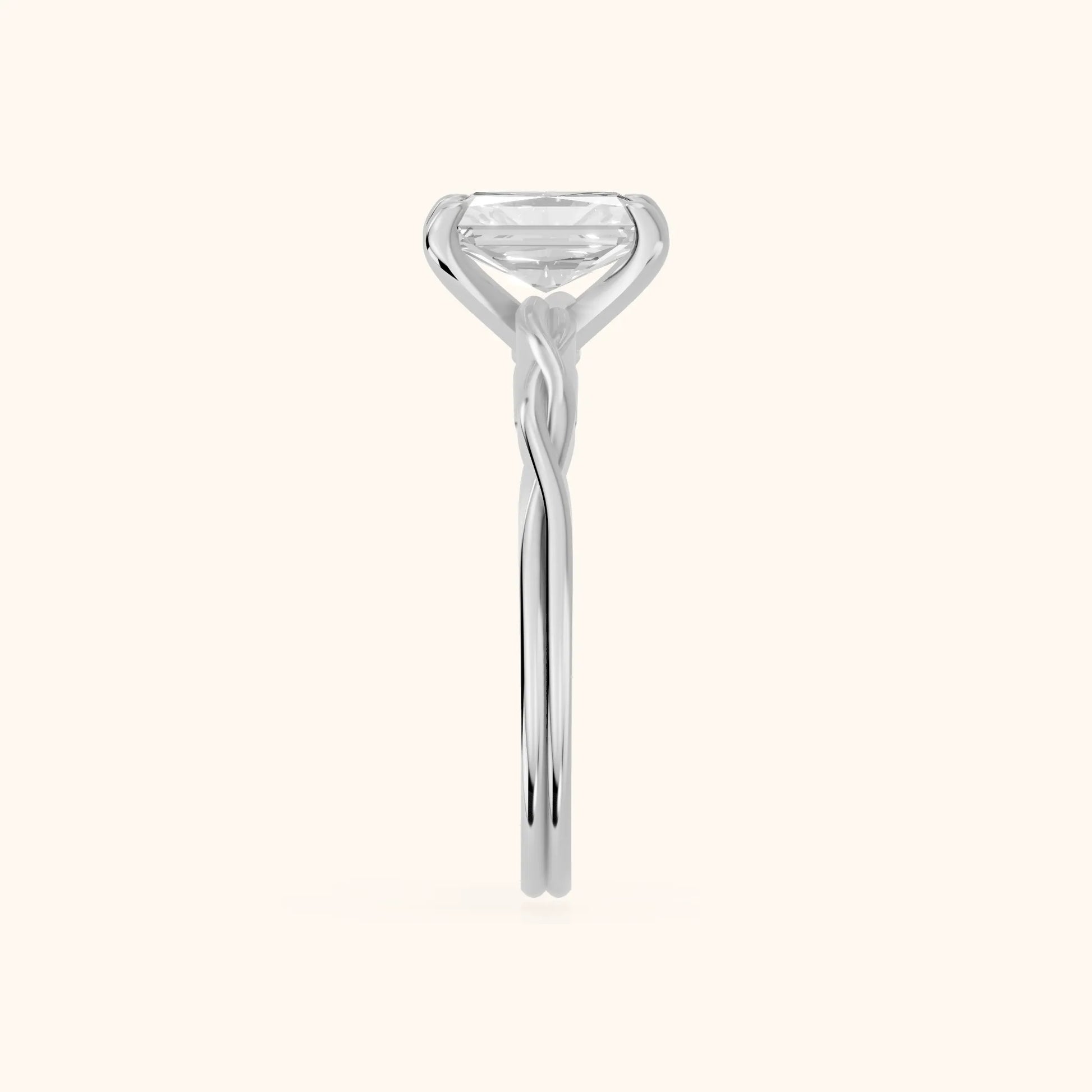 Iris Twist Radiant Diamond Engagement Ring in Silver - SideView