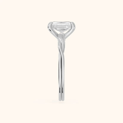 Iris Twist Radiant Diamond Engagement Ring in Silver - SideView