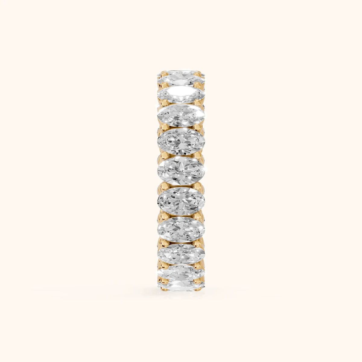 Renata Shared Prong Oval Diamond Eternity Band in Yellow Gold - SideView