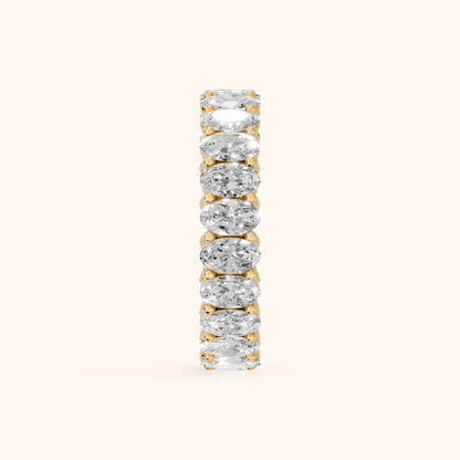 Renata Shared Prong Oval Diamond Eternity Band in Yellow Gold - SideView
