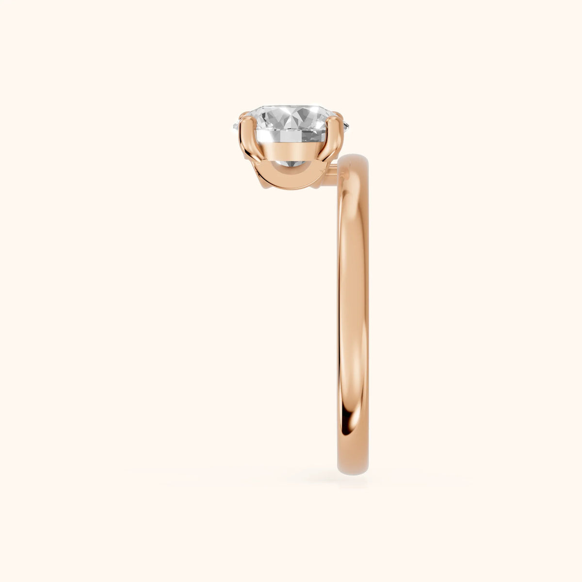 Maisie Four Prong Solitaire Round Diamond Engagement Ring in Rose Gold - SideView.webp