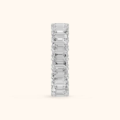 Callia Shared Prong Emerald Diamond Eternity Band in Silver - SideView