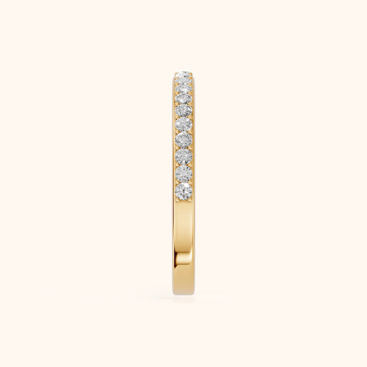 Tamara Micropavé Round Diamond Half Eternity Band in Yellow Gold - SideView