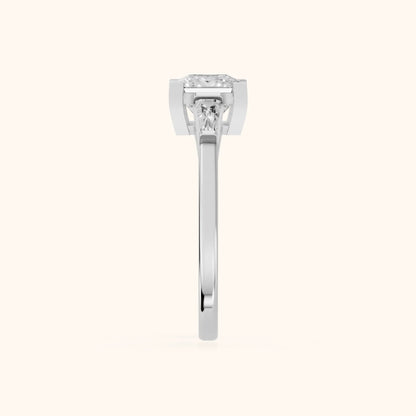Winnie Three-Stone Princess Diamond Engagement Ring in White Gold - SideView.webp