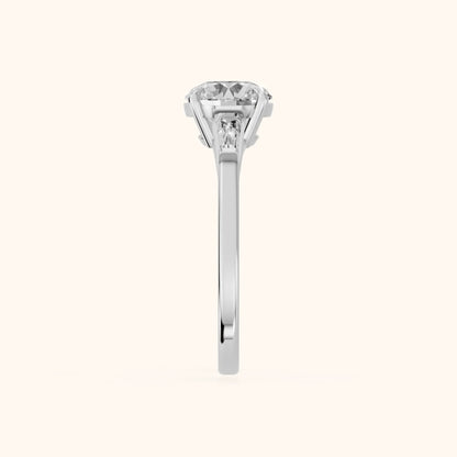 Winnie Three-Stone Round Diamond Engagement Ring in White Gold - SideView.webp