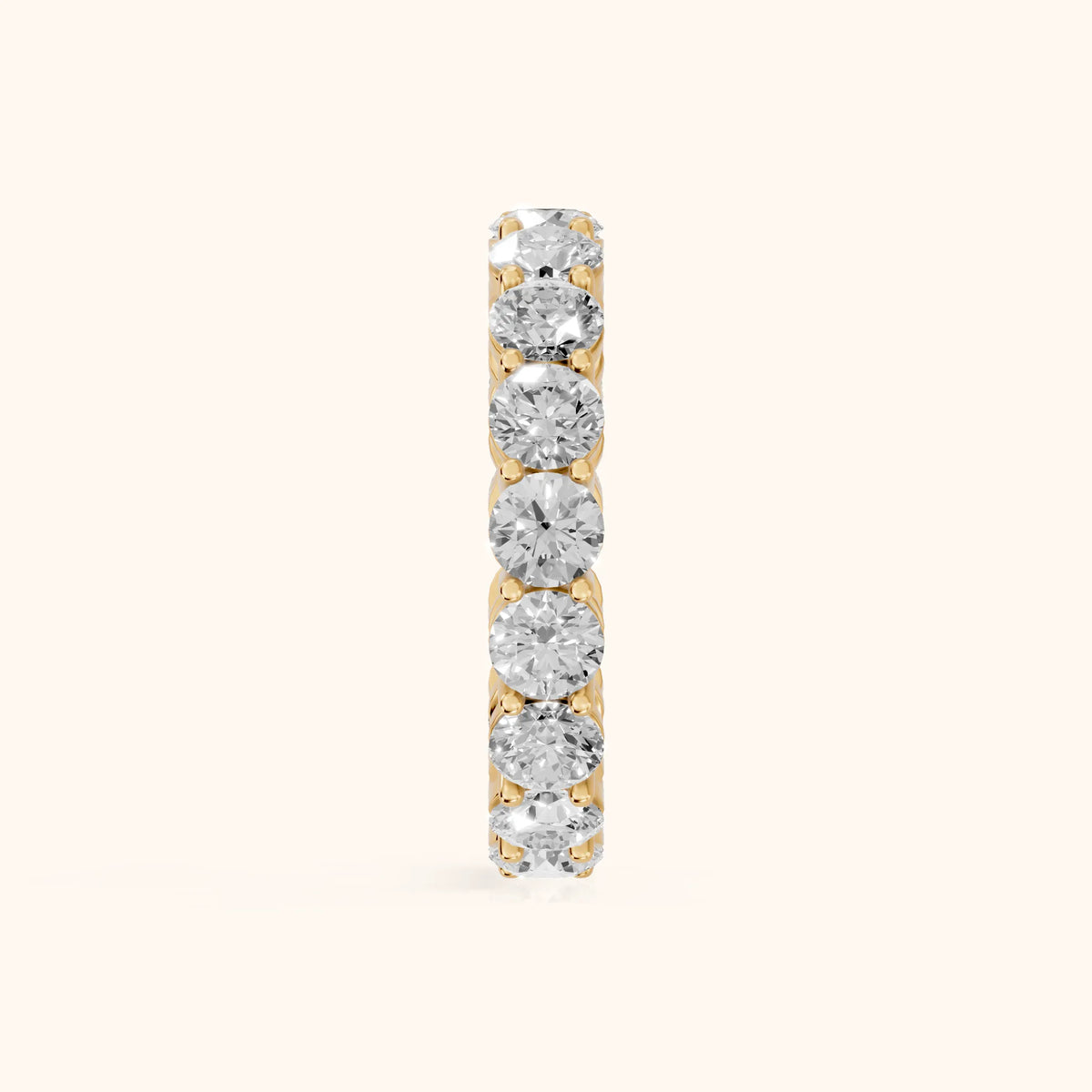 Camille Shared Prong Round Diamond Eternity Band in Yellow Gold - SideView