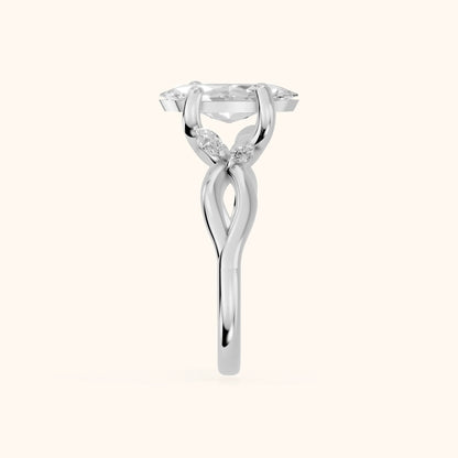 Luna Glow Twisted Marquise Diamond Engagement Ring in Platinum - SideView