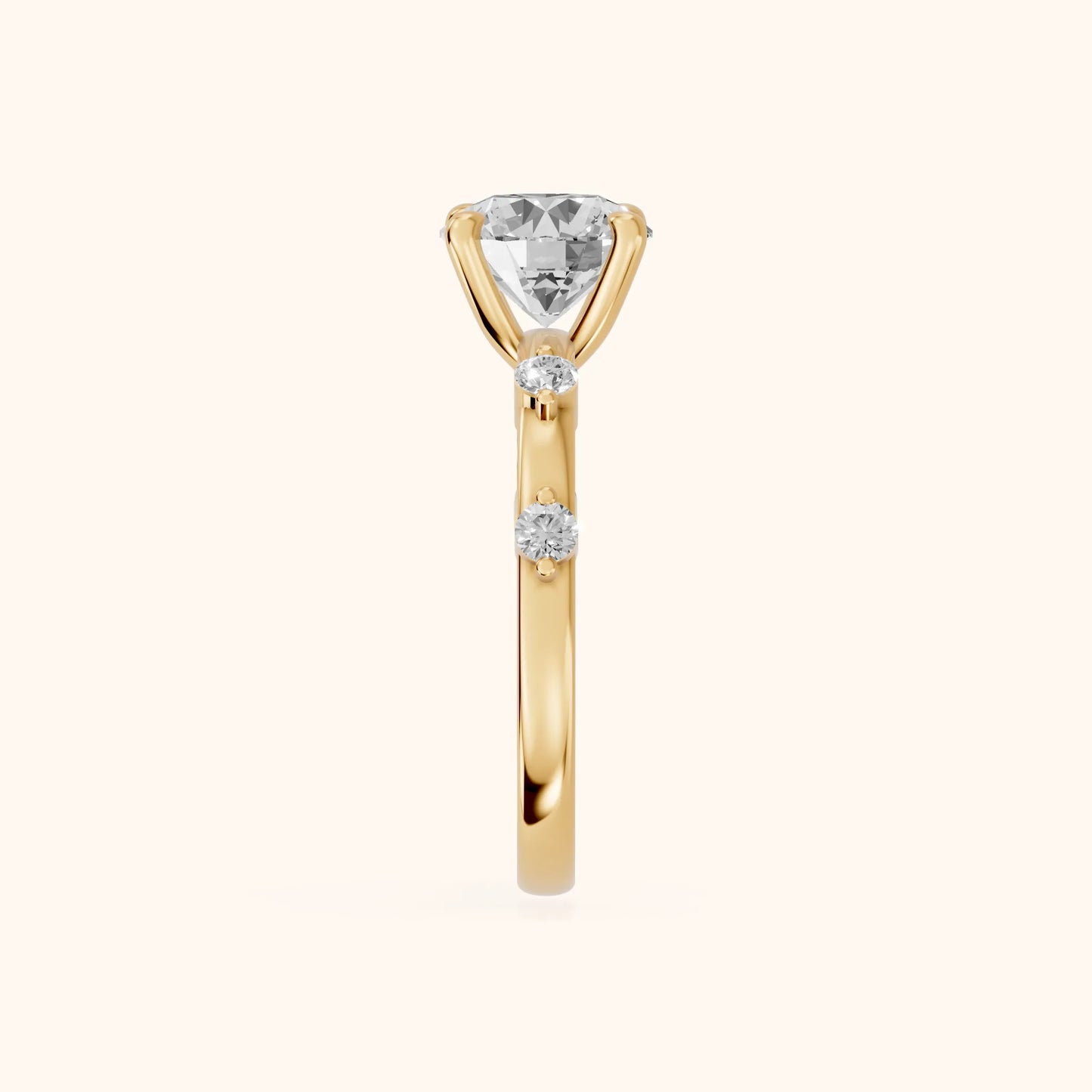 Elena Radiance Solitaire Round Diamond Engagement Ring in Yellow Gold - SideView