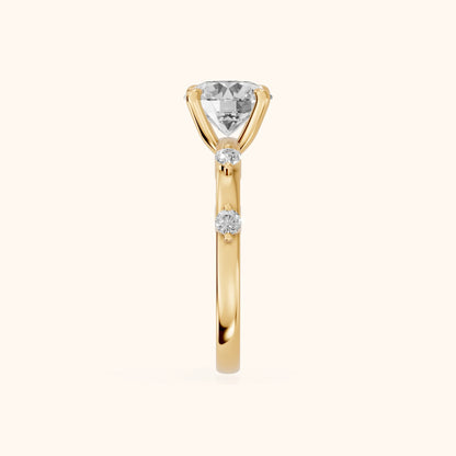 Elena Radiance Solitaire Round Diamond Engagement Ring in Yellow Gold - SideView