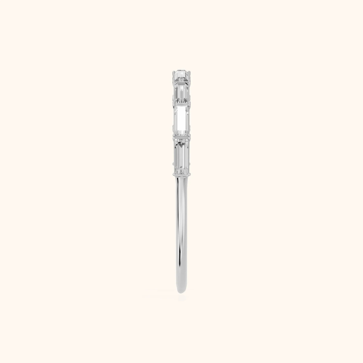 Gaia Bar Set Baguette Diamond Half Eternity Band in Silver - SideView