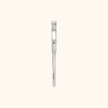 Gaia Bar Set Baguette Diamond Half Eternity Band in Silver - SideView